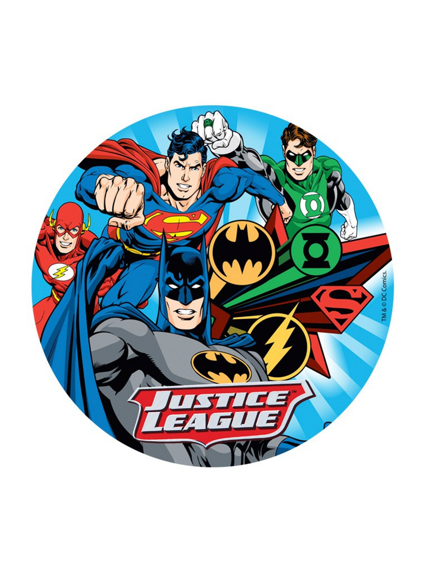 Justice League Tortenaufleger für Kindergeburtstage bunt 20cm Justice League Tortenaufleger für Kindergeburtstage bunt 20cm von DEKORA