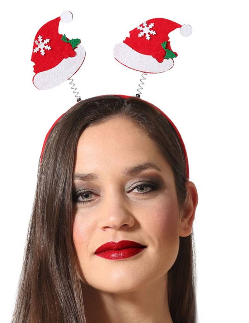 Süßer Weihnachtshaarreif mit Weihnachtsmützen rot-weiss von ATOSA
