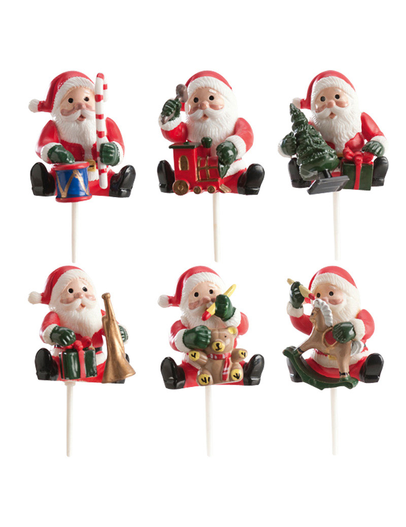 Weihnachtsmänner-Figuren Weihnachts-Dekoration 6 Stück rot-weiss-grün Weihnachtsmänner-Figuren Weihnachts-Dekoration 6 Stück rot-weiss-grün von DEKORA
