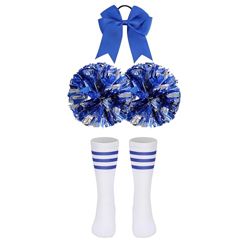DELIVESS Cheerleader-Kostüm für Mädchen, Cheerleading-Kostüm, Uniform, Cheerleader-Shirt, Halloween, Party-Outfit, Kleid, 3–4 Jahre (110, Blau) von DELIVESS