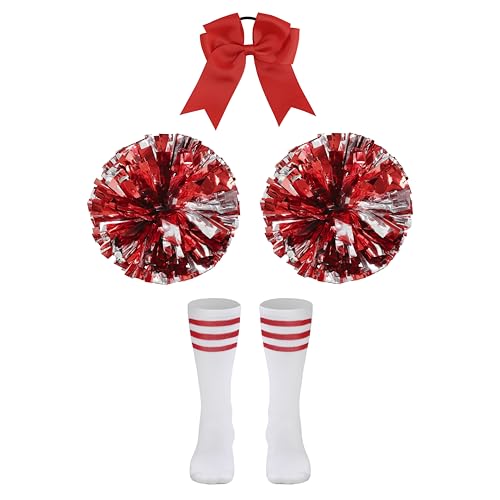 DELIVESS Cheerleader-Kostüm für Mädchen, Cheerleading-Kostüm, Uniform, Cheerleader-Shirt, Halloween-Party-Outfit, Kleid, 8–9 Jahre (140, Rot) von DELIVESS