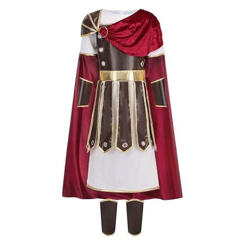 DELIVESS Kinderkostüm Römischer Krieger mit mehreren Zubehörteilen für Cosplay, Party, Halloween, Braun, 4–5 Jahre von DELIVESS