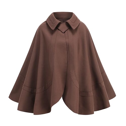 DELIVESS Renaissance-Umhang, viktorianisches Capelet, mittelalterlicher Hobbit-Umhang, braunes Halloween-Kostüm (66 cm, braun) von DELIVESS