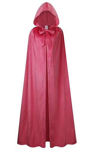 DELIVESS Rosa Samt-Umhang mit Kapuze für Erwachsene, für Halloween, Party und Parade (129,5 cm) von DELIVESS