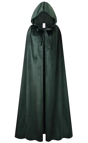 DELIVESS Umhang mit Kapuze für Erwachsene, Samt, für Halloween, Party und Parade, 140 cm, Grün DELIVESS Umhang mit Kapuze für Erwachsene, Samt, für Halloween, Party und Parade, 140 cm, Grün von DELIVESS