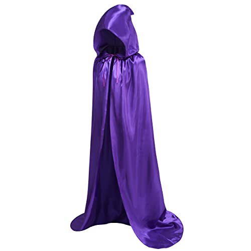 DELIVESS Umhang mit Kapuze für Erwachsene, Unisex, einfarbig, volle Länge, Halloween, Weihnachten, Kostüm, Party, Umhang (129,5 cm, lila) von DELIVESS