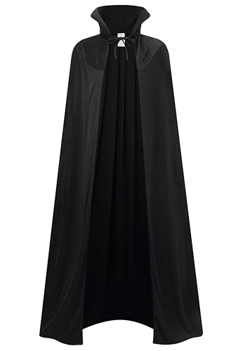 DELIVESS Vampirkostüm, Halloween, Vampirumhang, Erwachsene, zweiseitig, wendbar, hoher Kragen, Zauberer, Kapuzenumhang (150 cm, Schwarz) von DELIVESS