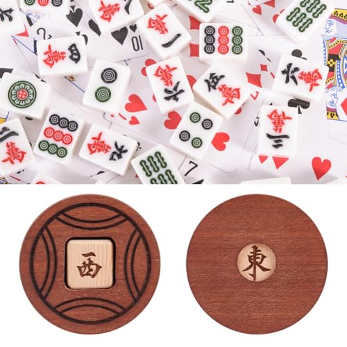 DELORIGIN Mahjong Windanzeiger aus Holz für chinesisches oder amerikanisches Mahjong-Spiel, Mah Jong Spiel Wind Bettor Game Direction Dice Essential Indicator Zubehör für professionelle und lässige von DELORIGIN