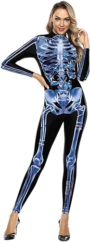 DELURA Halloween-Skelett-Kostüm, Reißverschluss hinten, Halloween-Kostüm, Ganzkörperanzug, Halloween-Kostüm, Paar-Overalls/403 (Color : 2, Size : Medium) von DELURA