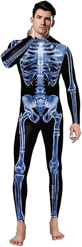 DELURA Halloween-Skelett-Kostüm, Reißverschluss hinten, Halloween-Kostüm, Ganzkörperanzug, Halloween-Kostüm, Paar-Overalls/403 (Color : 7, Size : X-Large) von DELURA