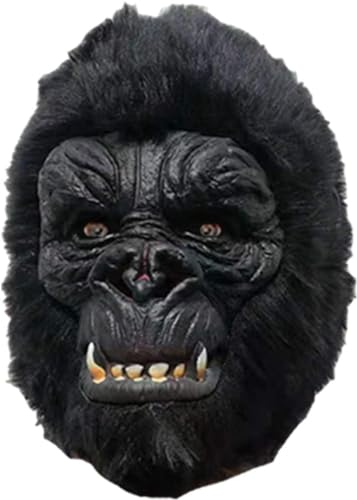 DELURA Vollkopf-Halloween-Gorilla-Maske, schwarze Affen-Gorilla-Maske for Halloween, Cosplay, Maskerade, Kostümparty, pelzige Tiermaske/357 von DELURA