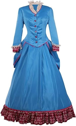 Viktorianisches blaues Kleid for Erwachsene und Damen, historisches Bürgerkriegs-Ballkleid-Kostüm nach Maß/339 (Size : Custom Made) von DELURA