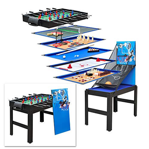 DEMA Multigame Spieltisch Spieletisch 14 in 1 Tischfußball Kicker Tischkicker Billard Basketball Hockey Tischtennis usw. von DEMA