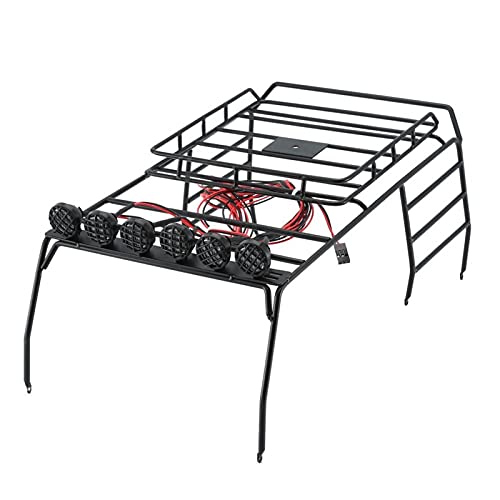 DEMULAX Dachgepäckträger-Halterung for Gepäckträger, for Jeep, Dachgepäckträger for Crawler RC-Auto mit Multifunktionslicht Dachgepäckträger für Spielzeugautos(D) von DEMULAX