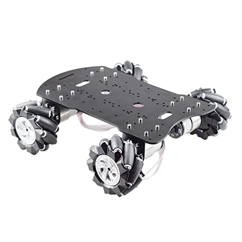 4WD 80mm Mecanum Wheel Robot Car Chassis Kit mit DC 12V. Gebermotor for Arduino-Raspberry Pi DIY. Projekt STENGEL Spielzeug Mecanum-Rad (Size : Black car kit) von DEMUR