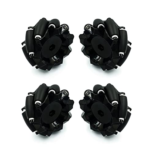 DEMUR 4 Teile/los 48mm 60mm 80mm 97mm hohe härte Kunststoff mecanum Rad Omni-richtung fit for Tt Motor intelligenter Roboterauto mit 6-mm-Hubs Mecanum-Rad (Size : 4pcs9700) von DEMUR