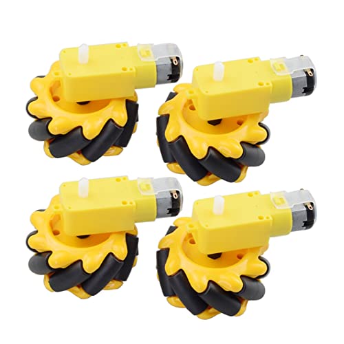 DEMUR 60mm Mecanum Rad Roboterrad mit 4 stücke Tt Motorhalterung fit for Arduino-Robotikauto DIY-Stamm Spielzeugteile Mecanum-Rad (Size : Yellow Set) von DEMUR