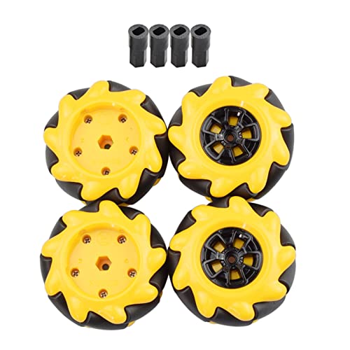 DEMUR 60mm mecanum Rad Omni Reifen kompatibel mit Tt Motor Bein Os fit for Arduino DIY. Roboter STENGEL Spielzeugteile Mecanum-Rad (Size : Yellow with TT hubs) von DEMUR