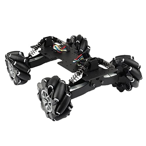DEMUR W100 Roboterauto Omnidirectional Mecanum Wheel Roboter Auto Chassis Kit Fit for Arduino Einstellbare Suspension Mecanum-Rad von DEMUR