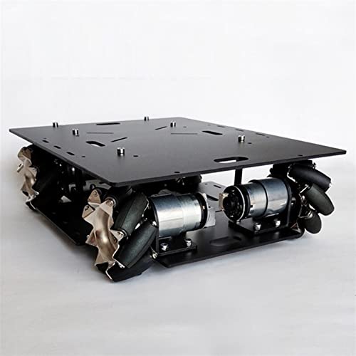 Mecanum Rad Auto Chassis omnidirektionales intelligentes Roboter Auto DIY. Kit W / 140 RPM Motor unmontiert schwarz/weiß Mecanum-Rad (Size : Black) von DEMUR