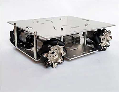 Mecanum Rad Auto Chassis omnidirektionales intelligentes Roboter Auto DIY. Kit W / 140 RPM Motor unmontiert schwarz/weiß Mecanum-Rad (Size : White) von DEMUR