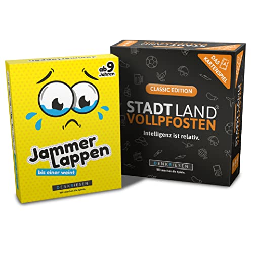 DENKRIESEN Family Pack - JAMMERLAPPEN + Stadt-Land VOLLPFOSTEN Kartenspiel - Classic Edition | Familienspiele | Partyspiele | Geschenkidee DENKRIESEN Family Pack - JAMMERLAPPEN + Stadt-Land VOLLPFOSTEN Kartenspiel - Classic Edition | Familienspiele | Partyspiele | Geschenkidee von DENKRIESEN