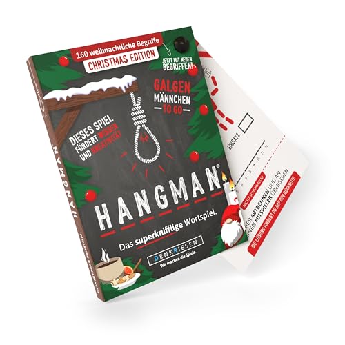 DENKRIESEN - Hangman - Christmas Edition - Galgenmännchen to GO | Spielblock | Partyspiel Geschenkidee | Reisespiel | Wortspiel | Rätselblock - Spiel ab 2 Personen von DENKRIESEN