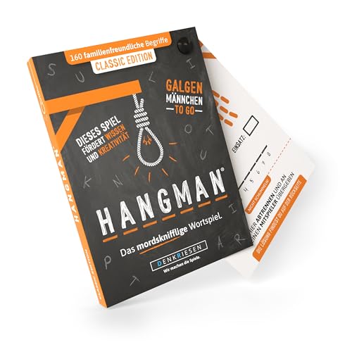 DENKRIESEN - HANGMAN - CLASSIC EDITION - "Galgenmännchen TO GO" | Spielblock | Partyspiel | Geschenkidee | Reisespiel | Wortspiel | Rätselblock - Spiel ab 2 Personen von DENKRIESEN
