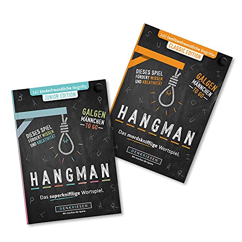 DENKRIESEN - Hangman Duo - Classic Edition & Junior Edition | Galgenmännchen to GO | Spielblock | Partyspiel | Reisespiel | Wichtelgeschenk | Geschenkidee | Rätselblock - Spiel ab 2 Personen DENKRIESEN - Hangman Duo - Classic Edition & Junior Edition | Galgenmännchen to GO | Spielblock | Partyspiel | Reisespiel | Wichtelgeschenk | Geschenkidee | Rätselblock - Spiel ab 2 Personen von DENKRIESEN
