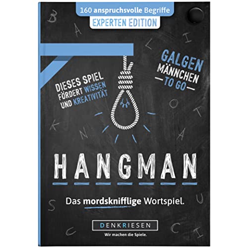 DENKRIESEN - Hangman - Experten Edition - Galgenmännchen to GO | Spielblock | Partyspiel | Reisespiel | Wichtelgeschenk | Geburtstagsgeschenk | Rätselblock - Spiel ab 2 Personen von DENKRIESEN