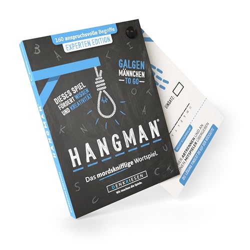 DENKRIESEN - HANGMAN - EXPERTEN EDITION - "Galgenmännchen TO GO" | Spielblock | Partyspiel | Geschenkidee | Reisespiel | Wortspiel | Rätselblock - Spiel ab 2 Personen von DENKRIESEN