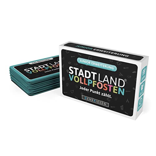 DENKRIESEN - Stadt Land VOLLPFOSTEN® - Das Brettspiel ERWEITERUNG | +354 Kategorien (Junior Edition) | Offizielles Erweiterungsset für das Stadt Land Vollpfosten Brettspiel | Familienspaß von DENKRIESEN