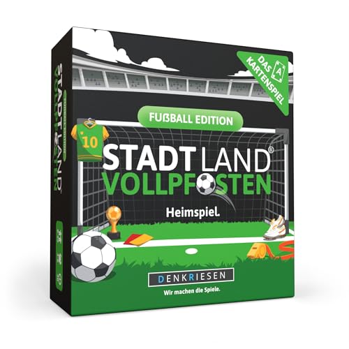 DENKRIESEN - Stadt Land Vollpfosten® – Das Kartenspiel - Fußball Edition - 'Heimspiel.' | Geschenk | Reisespiel | 120 Karten | 200 Kategorien | ab 8 Jahren | 3-6 Spieler | Familie | Stadt Land Fluss von DENKRIESEN