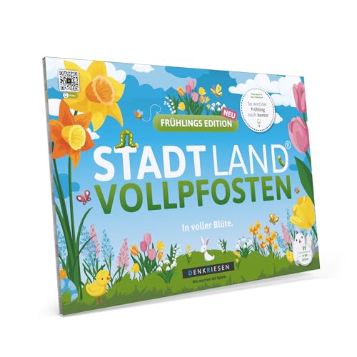 DENKRIESEN - Stadt Land VOLLPFOSTEN® - Frühlings Edition - In voller Blüte. | DIN A4 Spielblock | Ab 9 Jahren | Stadt Land Fluss | Familienspiel | Partyspiel | Spaß von DENKRIESEN