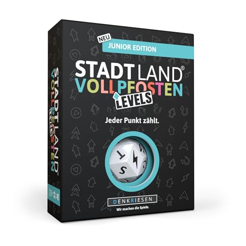 DENKRIESEN Stadt Land Vollpfosten® Levels – Junior Edition | Ab 8 Jahren | 2-6 Spieler | Familienspiel von DENKRIESEN