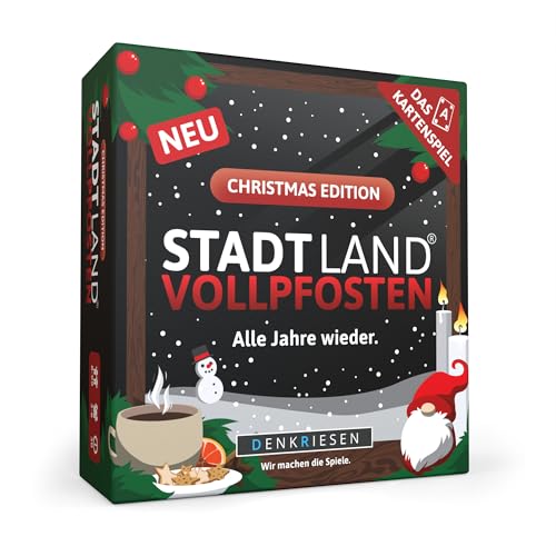 DENKRIESEN - Stadt Land Vollpfosten® – Das Kartenspiel - Christmas Edition - 'Alle Jahre Wieder.' | Geschenk | Reisespiel | 150 Kategorien | ab 8 Jahren | 3-6 Spieler | Familie | Stadt Land Fluss von DENKRIESEN