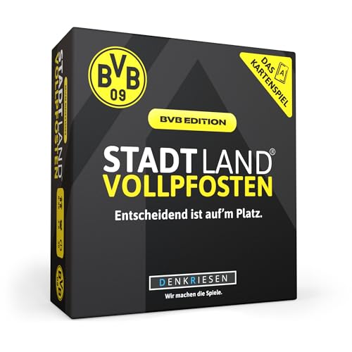 DENKRIESEN - Stadt Land VOLLPFOSTEN® Das Kartenspiel – BVB Edition | Ab 8 Jahren | 3-6 Spieler | BVB-Fanartikel | Borussia Dortmund | Perfekt für Fußballfans und Spieleabende von DENKRIESEN