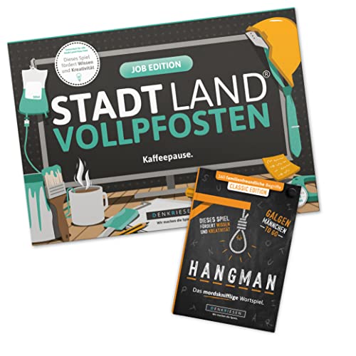 DENKRIESEN Spar-Set - Stadt Land VOLLPFOSTEN® - Job Edition + Hangman Classic Edition von DENKRIESEN