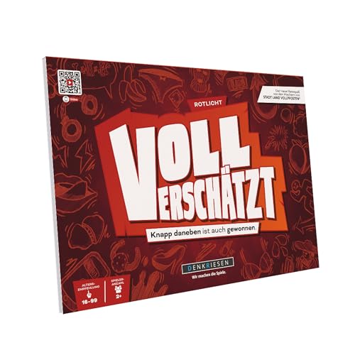 DENKRIESEN - VOLL VERSCHÄTZT! Rotlicht Edition | DIN A4 Spielblock | Ab 16 Jahren | Lustiges Schätzspiel | Familienspiel | Partyspiel | Ohne Internet | Antworten mit auf dem Block von DENKRIESEN
