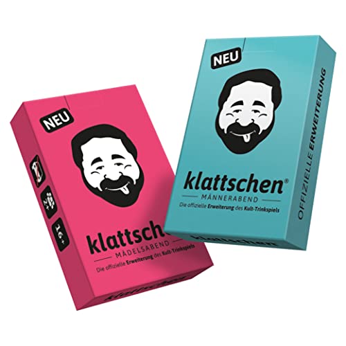 DENKRIESEN - klattschen® Doppelpack - Mädelsabend & Männerabend | Ab 16 Jahren | 2+ Spieler | Trinkspiel | Partyspiel | Die Offiziellen Erweiterungen des Kult-Trinkspiels | Perfekt für Spaßige Abende von DENKRIESEN