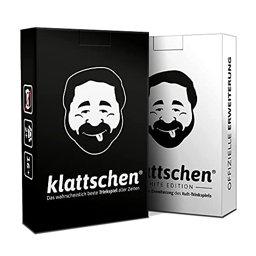 DENKRIESEN klattschen® Doppelpack | Trinkspiel Kartenspiel | White Edition & Classic | Partyspiel für Erwachsene | 2–10 Spieler | Lustiges Saufspiel | Kompaktes Format | Geschenkidee von DENKRIESEN