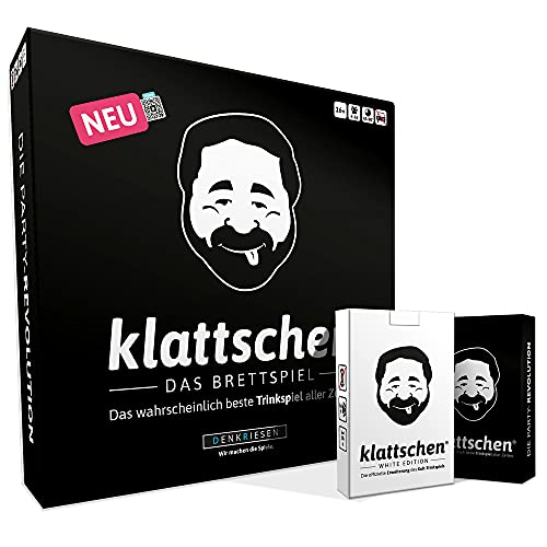 DENKRIESEN - klattschen® MEGA-Pack -klattschen Brettspiel, klattschen & klattschen White Edition - Die wahrscheinlich besten Trinkspiele Aller Zeiten von DENKRIESEN