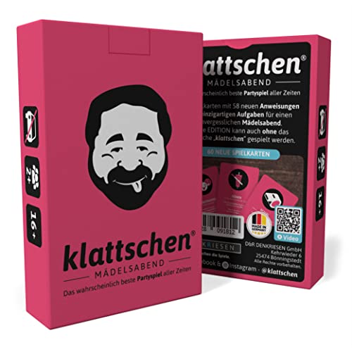 DENKRIESEN - klattschen® - Mädelsabend | Das wahrscheinlich Beste Partyspiel Aller Zeiten | Spielkartenkarton | Ab 16 Jahren | 2+ Spieler | Vorglühen-Spiel | Perfekt für den Mädelsabend von DENKRIESEN