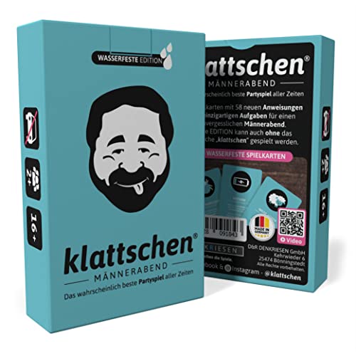 DENKRIESEN - klattschen® Männerabend | Das ultimative Trinkspiel für Erwachsene | Wasserfeste Plastikkarten | Perfekt für Partys, Junggesellenabschiede & Spaßige Abende | Ab 16 Jahren | 2+ Spieler von DENKRIESEN