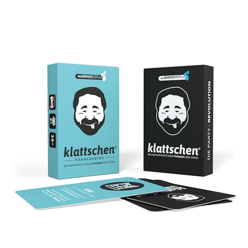DENKRIESEN - klattschen® & klattschen® Männerabend - Das wahrscheinlich Beste Trinkspiel Aller Zeiten | Partyspiel | Kartenspiel | Spieleabend | Wasserfeste Karten | Perfekt zum Jungesellenabschied von DENKRIESEN