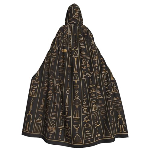 DENMER Alte ägyptische Hieroglyphe Kapuzenumhang, Erwachsener Kapuzenumhang für Halloween-Kostümparty von DENMER