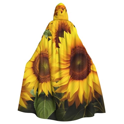 DENMER Kapuzenumhang mit Sonnenblumenmuster, Erwachsenen-Kapuzenumhang für Halloween-Kostüm-Party von DENMER