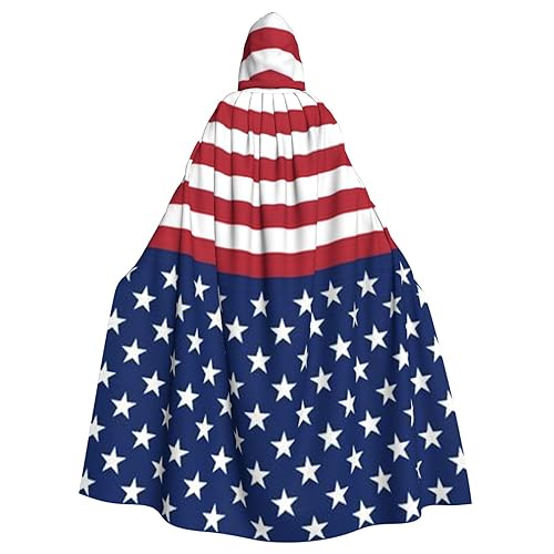 DENMER Kapuzenumhang mit amerikanischer Flagge, Sterne, Streifen, Erwachsenen-Kapuzenumhang für Halloween-Kostümparty von DENMER