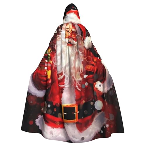 DENMER Weihnachtsmann-Kapuzenumhang mit Aufschrift "Merry Christmas", Erwachsenen-Kapuzenumhang für Halloween-Kostüm-Party von DENMER