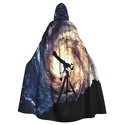 DENMER Weltraum-Galaxie mit Teleskop-Kapuzenumhang, Erwachsenen-Kapuzenumhang für Halloween-Kostümparty von DENMER